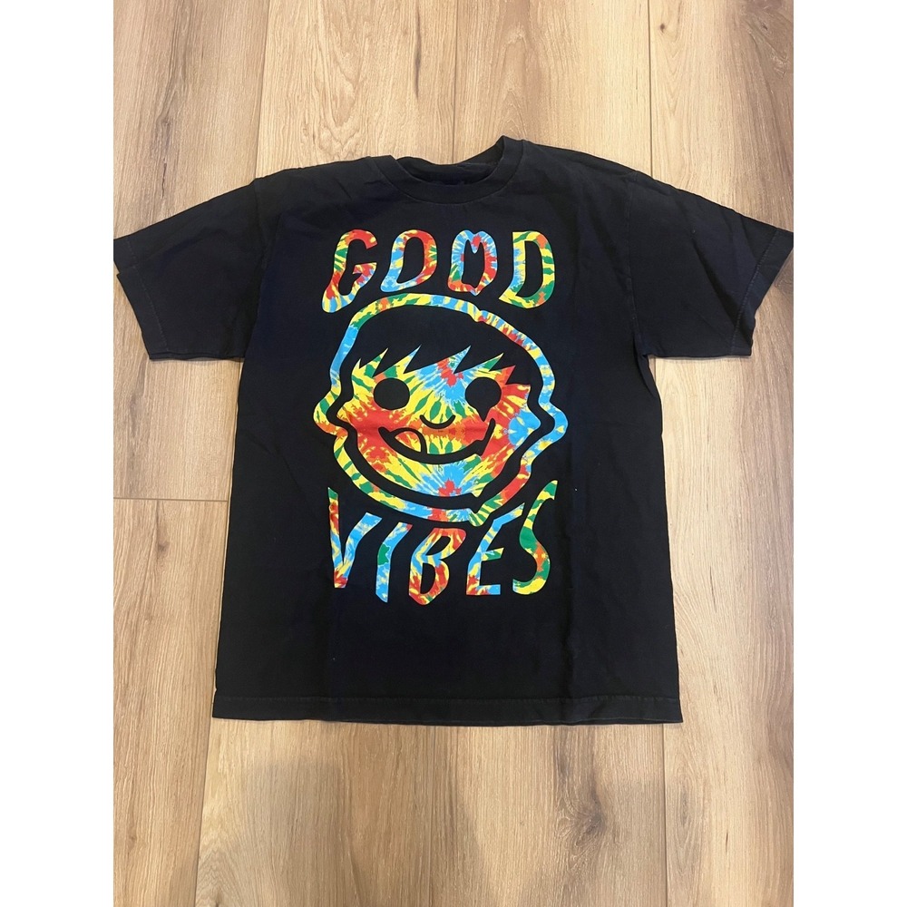 Neff Good Vibes Tie Dye Graphic T-Shirt Black Mens Medium Cotton Streetwear